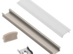 Profilis LED juostoms EUROLIGHT Al-S1-G, aliuminis, virštinkinis, pilkos spalvos anoduotas, ilgis 1 m, komplekte matinis dangtelis, 2 antgaliai ir 2 laikikliai