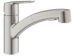 Plautuvės maišytuvas GROHE QUICKFIX START, su ištraukiamu dušeliu, nerūdijančio plieno spalva, 30307DC1