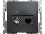 Antenos ir kompiuterio lizdas SCHNEIDER Sedna Design, 2 vietų, įleidžiamas, antracito sp., SDD114469T