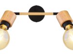 Kryptinis šviestuvas GLOBO Jorna, E27, 2 x 40W, 230V, metalinis, su medžiu, matinės juodos sp., 80 x 163 x 300 mm, 54031-2