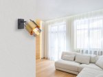 Kryptinis šviestuvas GLOBO Milley, E27, 1 x 40W, 230V, su jung., juodos matinės sp. metalas, dūmų sp. stiklas, žalvarinis žiedas, 100x150x145mm, 15560-1