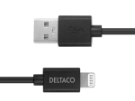 USB - iPhone laidas DELTACO Iplh-412, 2m, MFI, FSC ženklinta pakuotė, juodos sp.