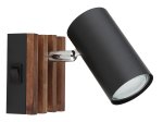 Kryptinis šviestuvas GLOBO Kayden, GU10, 1 x 25W, 230V, matinis metalas, tamsiai ruda mediena, 80 x 100 x 125 mm