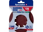 Šlifavimo diskas SPECIALIST+, su skylėmis, P240, 125 mm, 5 vnt.