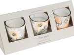 Kvapnių žvakių rinkinys, 3 vnt., stikliniame indelyje, 3 skirtingi kvapai