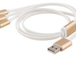 Įkrovimo laidas DELTACO USB-MULTI10, USB-A, Lightning, micro USB, 1 m, baltos sp.