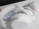 Laidinės žaidimų ausinės DELTACO GAMING WH85, 57 mm, aliuminio rėmas, LED, baltos sp., GAM-030-W