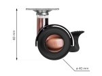 Baldų ratukas WALTECO, diametras 40 mm, su plokštele, pasukamas, su stabdžiu, apkrova 40 kg