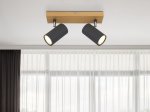 Kryptinis šviestuvas GLOBO Robby, GU10, 2 x 35W, 230V, metalinis, matinės juodos sp. su medžio imitacija, 60 x 120 x 260 mm, 57911-2G