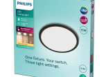 LED šviestuvas PHILIPS Superslim Cl550, paviršinis, 15 W, 2700 K, 1300 lm, apvalus, juodos sp., IP44, 250 x 23 mm