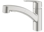 Plautuvės maišytuvas GROHE QUICKFIX START, su ištraukiamu dušeliu, nerūdijančio plieno spalva, 30307DC1