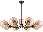 Pakabinamas šviestuvas G.LUX Gt-380-8-Bl Amber, 8 x E27, 600 mm skersmens, juodos/žalvario/gintaro sp.