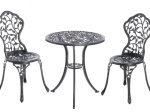 Lauko baldų komplektas 4LIVING Garda, plienas, apkrova iki 110kg, stalas 60x64cm, 2 kėdės 38 x 36 x 83 cm
