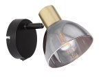 Kryptinis šviestuvas GLOBO Jay, E14, 1 x 25W, 230V, matinio žalvario / juodo metalo spalvos, dūmų spalvos stiklas, 110 x 115 x 150 mm, 54305-1