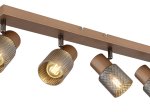 Kryptinis šviestuvas GLOBO Satella, 4 x E14, 40W, 230V, rudos sp., stiklo dūmų spalvos krištolo efektas, 560x120x125 mm, 54314-4