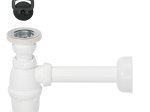 Sifonas kriauklei WIRQUIN, 32 mm, reguliuojamo aukščio, su kamščiu, baltas, Prancūzija