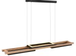 Pakabinamas LED šviestuvas GLOBO Illa, 30W, 230V, 3000K, 3200 lm, metalas, plastikas, MDF tamsiai rudas medis, matinės juodos sp., 1000 x 135 x 1200 mm, 67266H