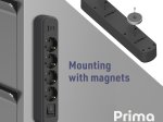 Ilgiklis ELECTRALINE, 4 lizd., 1,5m, su įž., su jungikliu, 3x1, juodos sp., USB-A, 2xUSB-C, 62521