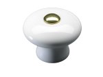 Baldų rankenėlė porcel. HETTICH, dengta žalvariu baltos sp. D32mm, 7175