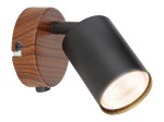 Kryptinis šviestuvas RABALUX Edmund, GU10, 1 x 25W, 230V, IP20, metalinis, juodos / ąžuolo sp., 80 x 155 x 145 mm, 5295