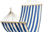 Hamakas, su medinėmis juostelėmis, dryžuotas, spl.: mėlyna, balta, 800x2000x2650 mm, H77