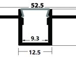 Profilis LED juostoms AVIDE AT-5049, įleidžiamas, glaistomas, dangtelis 12 mm, 52,5 x 13,3 mm, ilgis 1 m
