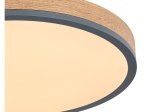 Lubinis LED šviestuvas GLOBO Doro, 24W, 230V, 3200 lm, 3000K, MDF medžio išvaizda, rėmas ažuolo, aliuminio grafito sp., 450 x 85 mm, 416080WD2R.