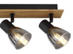 Kryptinis šviestuvas GLOBO Claude, E14, 4 x 40W, 230V, su jung., juodos matinės sp. metalas, tamsiai rudas medis, dūmų sp. Stiklas, 70x500x155mm, 54307-4W