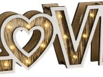 Stalinis nakties šviestuvas GLOBO Love, 24LED 0,06W 3V 3xAA elementai komplektacijoje, plastikas, medis, su jungikliu, 300 x 32 x 100 mm, 29976