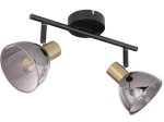 Kryptinis šviestuvas GLOBO Jay, E14, 2 x 25W, 230V, matinio žalvario / juodo metalo spalvos, dūmų spalvos stiklas, 300 x 110 x 175 mm, 54305-2