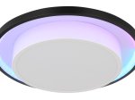 Lubinis LED šviestuvas GLOBO Morgan, 21W, 230V, 2120lm, 2700-6500K, RGB, dim., atmintis, su pultu, juodas, matinis, akrilinis opalas, 450x450x65mm,41390-21