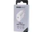 Telefono įkroviklis MUSTHAVZ Easy to Go, USB-C įkroviklis, 20W, baltos sp., MHESHEAD20AWHT