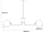 Pakabinamas šviestuvas G.LUX Gt-380-8-Bl Amber, 8 x E27, 600 mm skersmens, juodos/žalvario/gintaro sp.