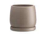 Kambarinis keraminis vazonas 4Living Heidi, su lėkštute, rudos sp., 15 x 15 x 15 cm.