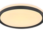 Lubinis LED šviestuvas GLOBO Sonny, 18W, 230V, 1860 lm, 2700-6500K, su pultu, dimeriuojamas, atmintis, aktyvi šviesa, juodas, 390 x 80 mm, 41587-18.