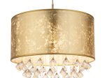 Pakabinamas šviestuvas GLOBO Amy, E27, 1 x 60W, 230V, matinis nikelis, aukso sp. tekstilė, 400 x 1400 mm, 15187H3