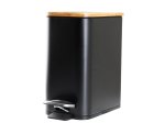 Vonios šiukšliadėžė RIDDER Amara, talpa 5L, pastatoma, lėta nusileidžiantis dangtis, bambukas/geležis, juoda matinė, 2244610