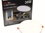 Montuojamas šviestuvas panelė TOPE Ronda Ik08, įleidžiama, LED 30W, 3000K, IP65, 2270 lm, pjaunama skylė 195 mm, be rėmelio, apvali, baltos sp., 215x25 mm, 6003000036