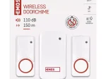 Skambutis EMOS P5750.2T, 10 mel., 110db, 150 m, bevielis, 230V, mygtukui nereikia elemento, baltas, komplekte 2 mygtukai