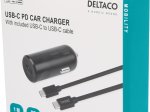 Automobilinis įkroviklis DELTACO USBC-CAR125, 1x USB-C 20W, komplekte kartu su 1m USB-C laidu