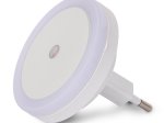 Sieninis šviestuvas ENTAC En-0386, naktinis, 0,5 W, 220-240 V, 6400 K, 25 lm, IP20, automatinis įsijungimas temstant, apvalus, baltos sp.