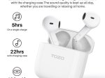 Įkraunamos belaidės ausinės TOZO A3, TWS, Bluetooth 5.3., pilnai pakrautos ausinės su dėklu veikia 22 val., baltos sp.