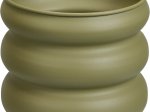 Lauko vazonas, metalinis, banguotas, žalsvos sp., 20 x 20 x 17,8 cm.
