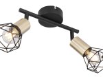 Kryptinis šviestuvas GLOBO Xara I, E14, 2 x 40W, 230V, metalinis, matinės juodos, sendinto žalvario sp., 80 x 200 x 220 mm, 54802S-2AB