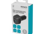 Automobilinis įkroviklis DELTACO USBC-CAR123, 1x USB-A 18 W, 1x USB-C 45 W, juodos sp.
