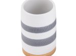 Stiklinė SEPIO Oslo White, pastatoma, keraminė, baltos su pilkomis juostelėmis spl.