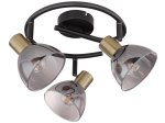 Kryptinis šviestuvas GLOBO Jay, E14, 3 x 25W, 230V, matinio žalvario / juodo metalo spalvos, dūmų spalvos stiklas, 250 x 175 mm, 54305-3