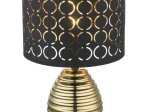 Stalinis nakties šviestuvas GLOBO Mirauea, E27, 1 x 60W, 230V, aukso spalvos metalas, juodai auksinis aksomas, su jungikliu, 250 x 380 mm, 21616