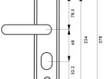Durų rankena THIRARD, kiniškoms durims 68mm kairė, sidabro sp., 593539