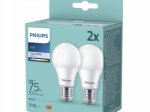LED lemputė PHILIPS, 10W (=75W), 1055LM, 4000K, E27, A60, pakuotėje 2 vnt.